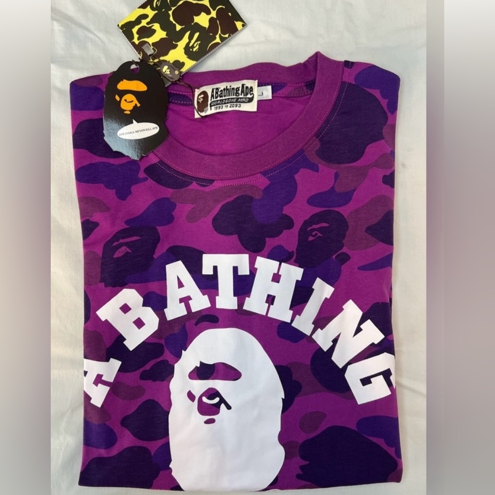 NWT BAPE A Bathing Ape' Purple Camo Tee